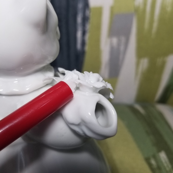 Lady Cat Tea Pot In Fancy Dress With Ruffle Details Victorian Style Cottage Core - Picture 14 of 14